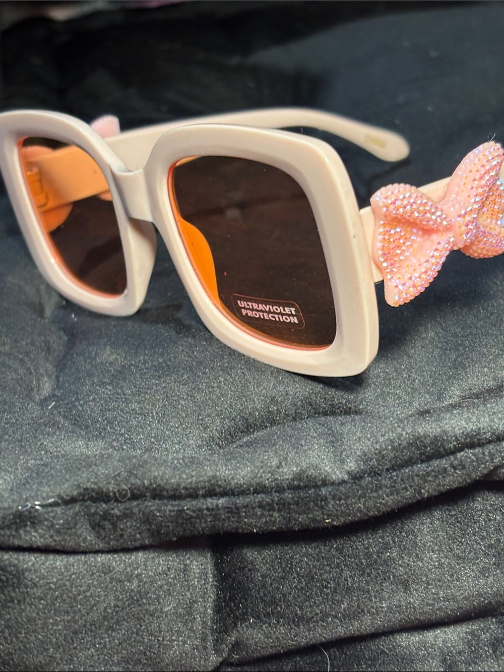 KB sunglasses square frame oversize rose pink lens bow detail feminine girly